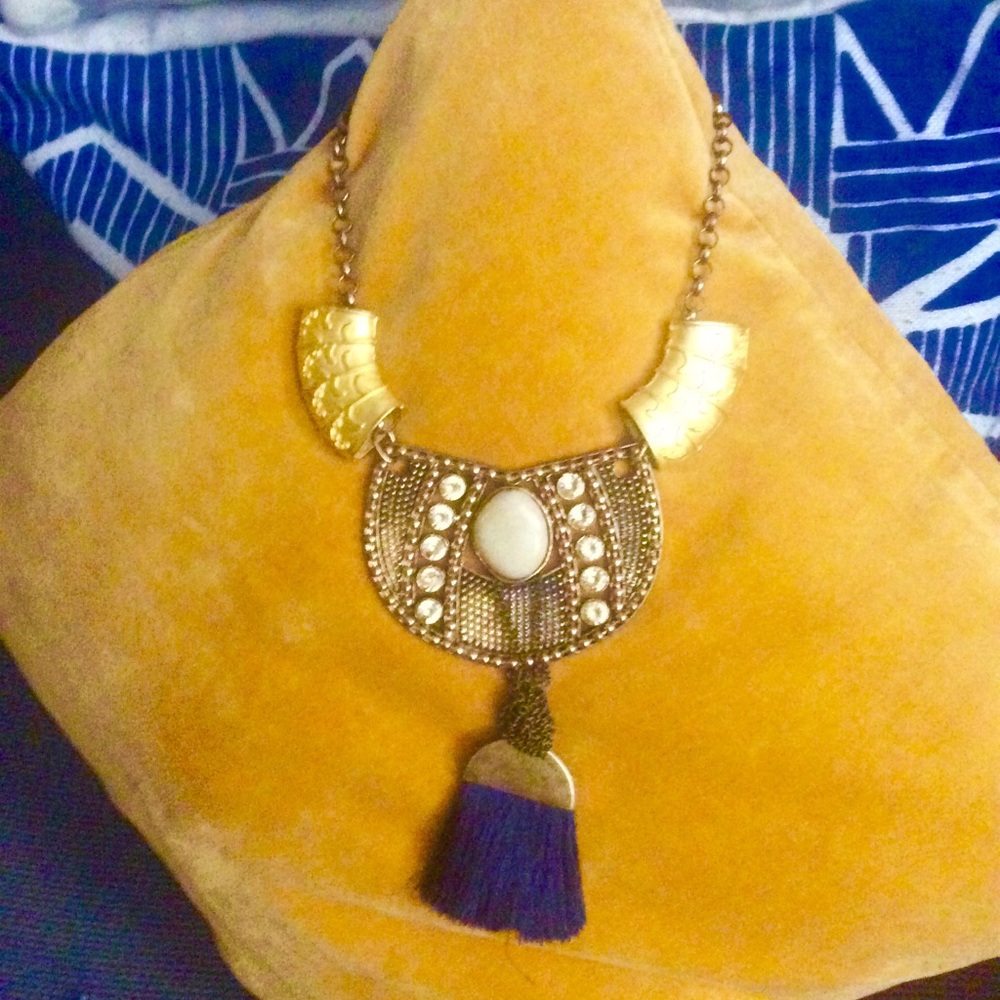 Festival Gold Brass and Ivory Ankh Necklace